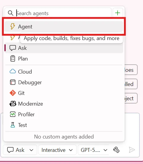 Switch to agent mode