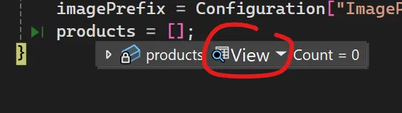 View button on products