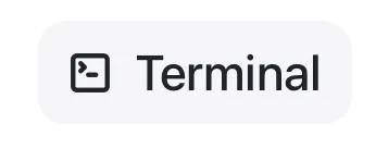 The Terminal button in the review panel of the GitHub Copilot app